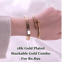 18K Stackable Combo Bracelet