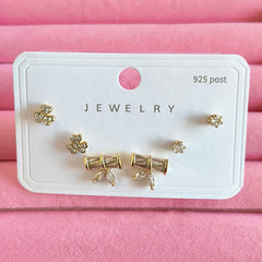 Anti-Tarnish Zirconium Earrings Set