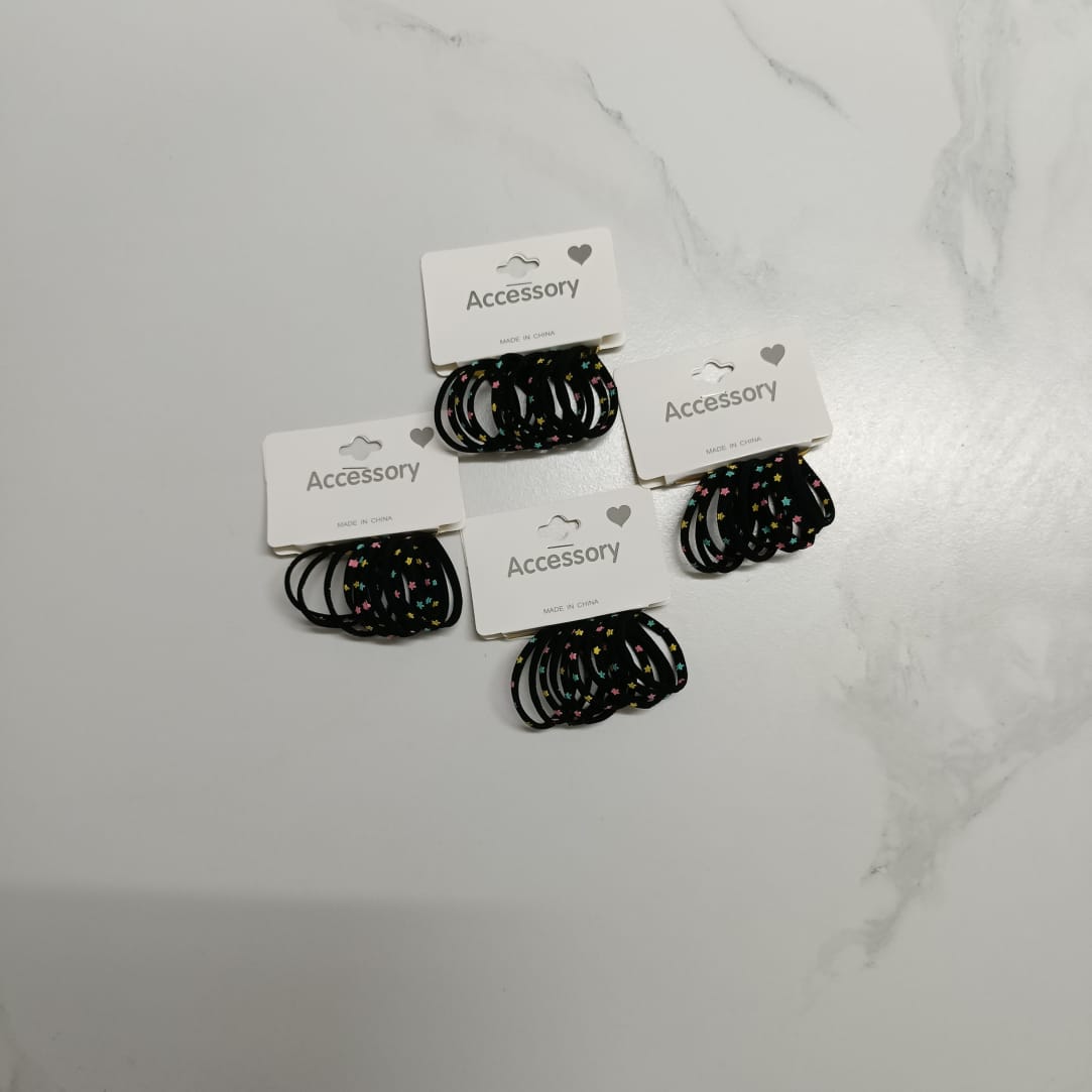 Black Printed Hairtie