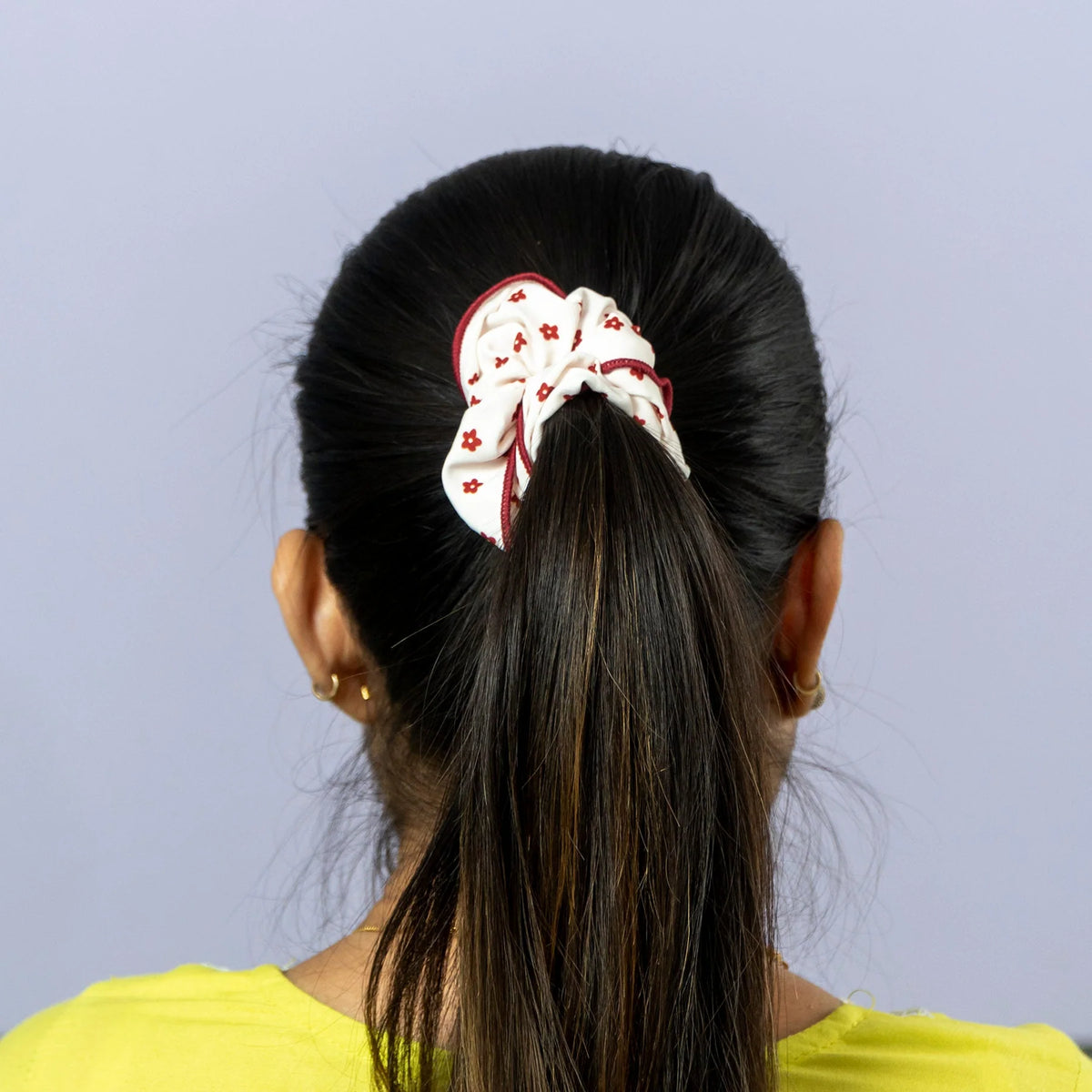 Classic Red Print Fabric Scrunchie