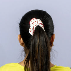 Classic Red Print Fabric Scrunchie