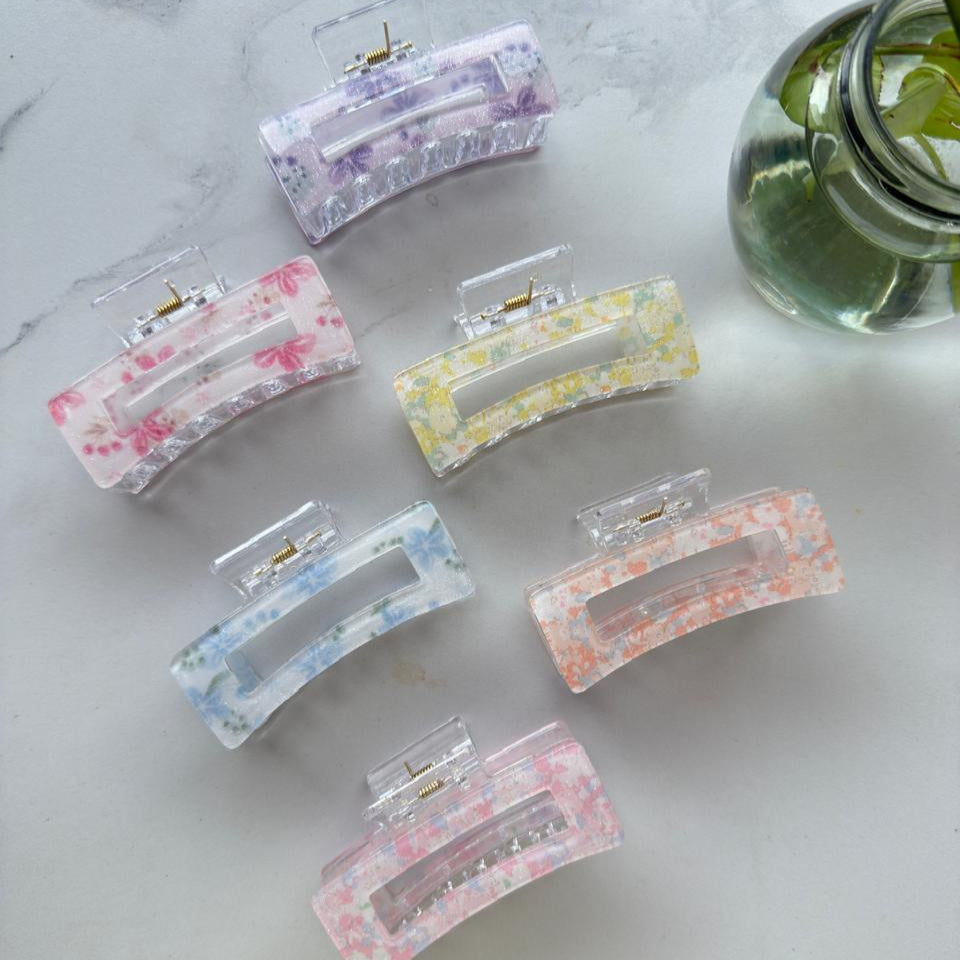 Printed Marble Rectangle Claw